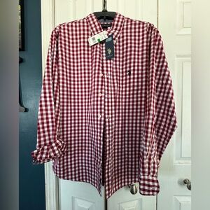 NEW Polo Association - red and white, plaid, long sleeve, men’s dress shirt